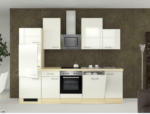 Möbelix Küchenzeile Abaco mit Geräten 280 cm Perlmutt/Akazie Modern