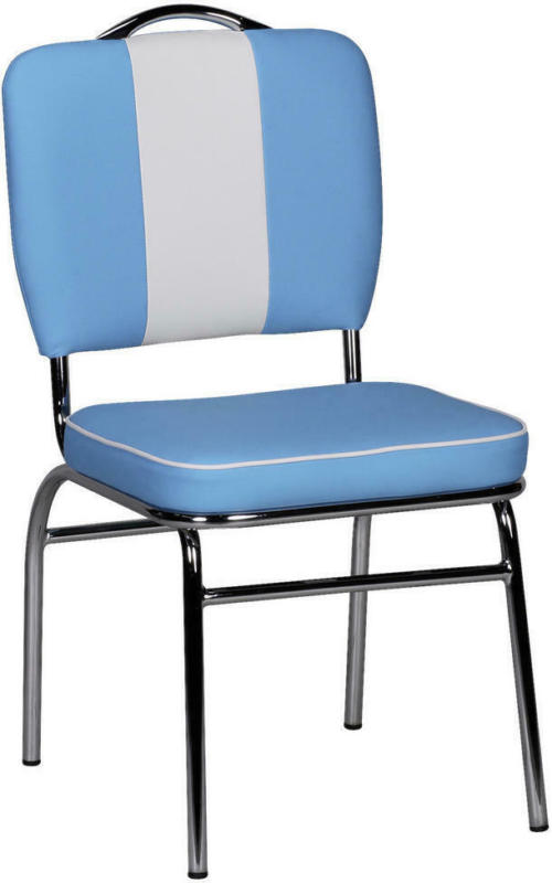 Stuhl in Kunststoff Blau, Weiß