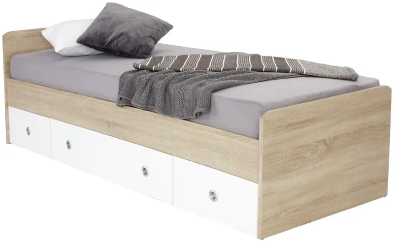 Stauraumbett in Weiss/Eiche Sonoma 'Wiki'