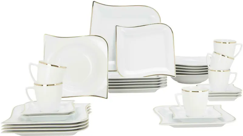 Kombiservice Goldline in Weiß, 30-teilig