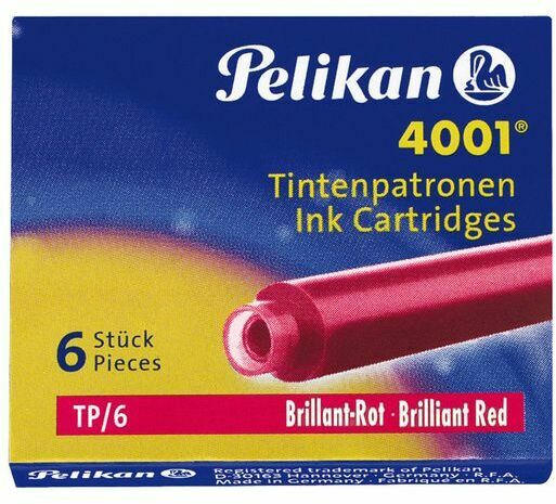 PELIKAN Tintenpatrone ”4001” 6 Stück brilliant-rot