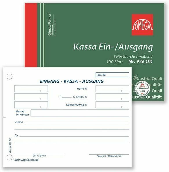 OMEGA DRUCK Kassaein-/Ausgangsbuch A6 quer 100 Blatt