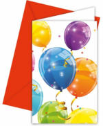 PAGRO DISKONT Einladungskarten ”Sparkling Balloons” inkl. Umschläge 6 Stück bunt