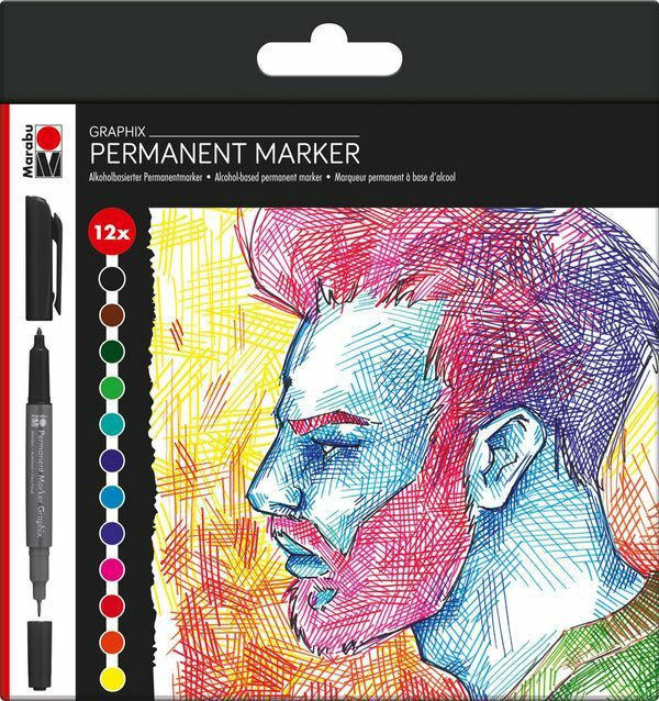 MARABU Permanentmarker ”Graphix” 12 Stück mehrere Farben