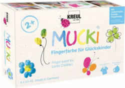 KREUL Mucki Fingerfarbenset für Glückskinder 6 x 50 ml mehrere Farben