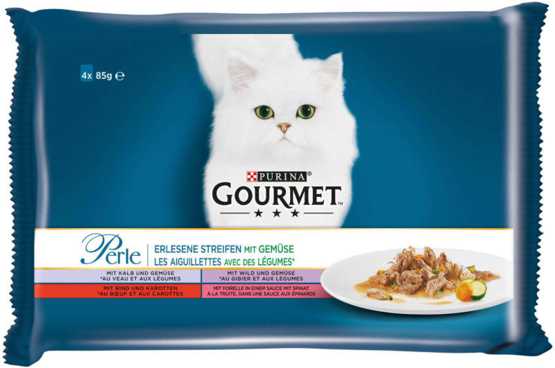 Gourmet Perle Erlesene Streifen mit Gemüse 4x85g