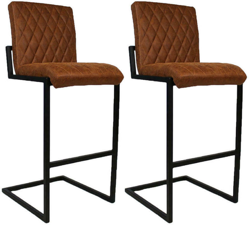 BARHOCKER-SET Kombination Echtleder/Stoff Braun