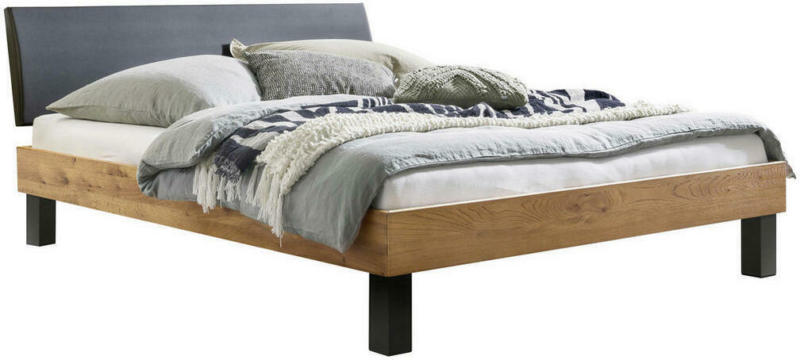 Bett 140/200 cm in Schwarz, Eichefarben