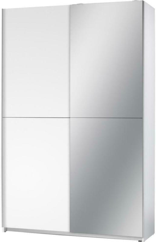 Schwebetürenschrank Mit Spiegel 125cm Slim, Weiß