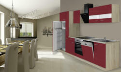 Küchenblock 'ECONOMY 310' , rot, eiche