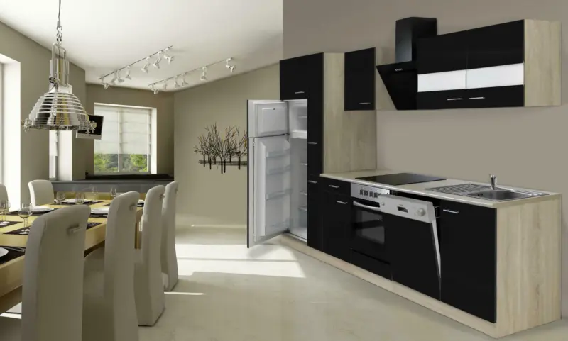 Küchenblock 'ECONOMY 310' , schwarz, eiche