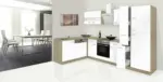 mömax Eckküche 'ECONOMY L 310' , weiß, eiche