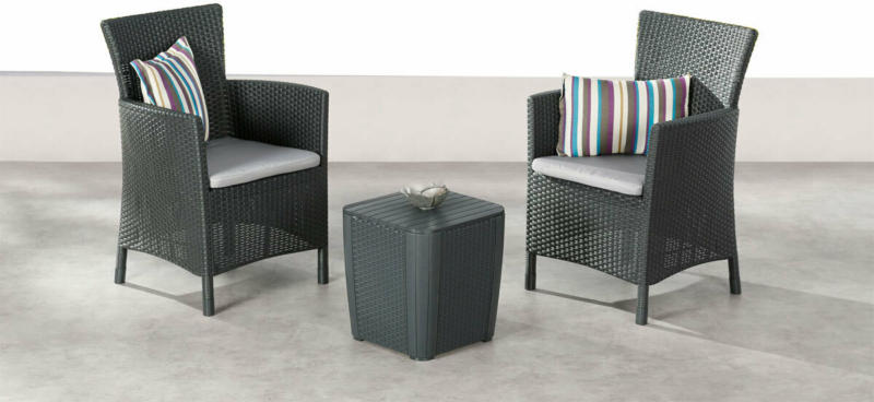 Balkon-Set „Napoli“ 3-teilig, graphit/hellgrau