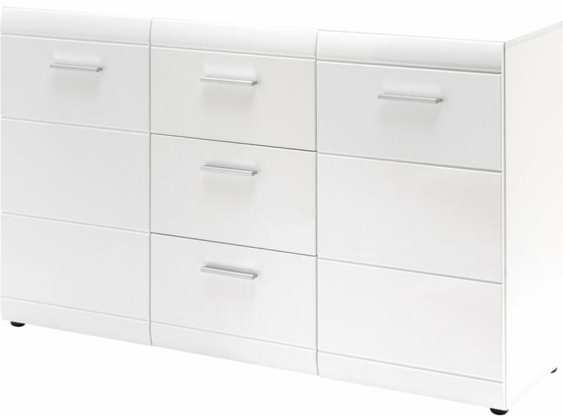 Sideboard „Adison“, Fronten in Hochglanz mit Rillenfräsung, 144x86x40 cm, weiß