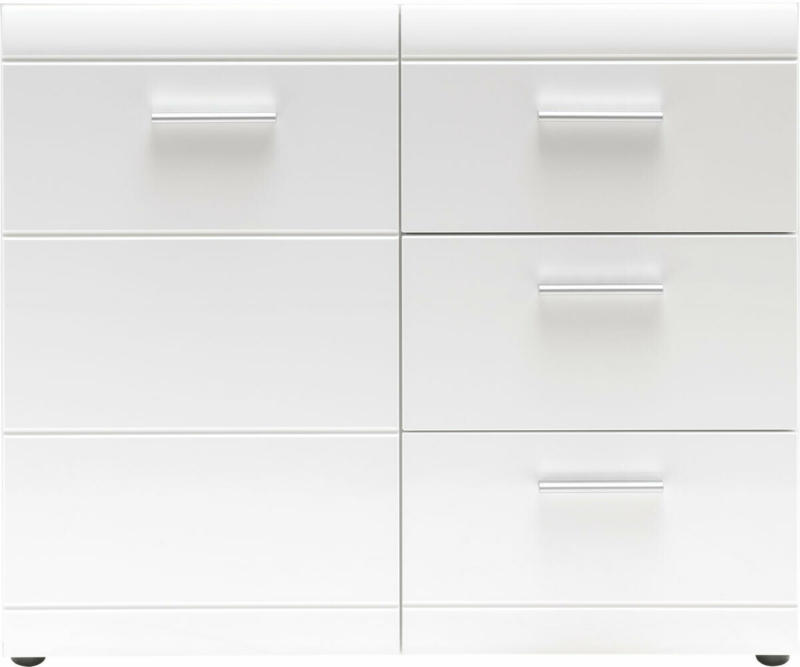 Kommode „Adison“, Fronten in Hochglanz mit Rillenfräsung, 96x86x40 cm, weiß