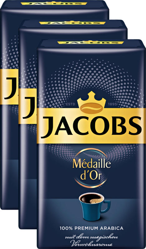 Caffè Médaille d’Or Jacobs, macinato, 3 x 500 g