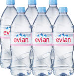 Acqua minerale Evian, non gassata, 6 x 1 litro