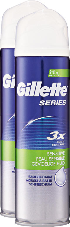 Gillette Series Rasierschaum Sensitive, für empfindliche Haut, 2 x 250 ml