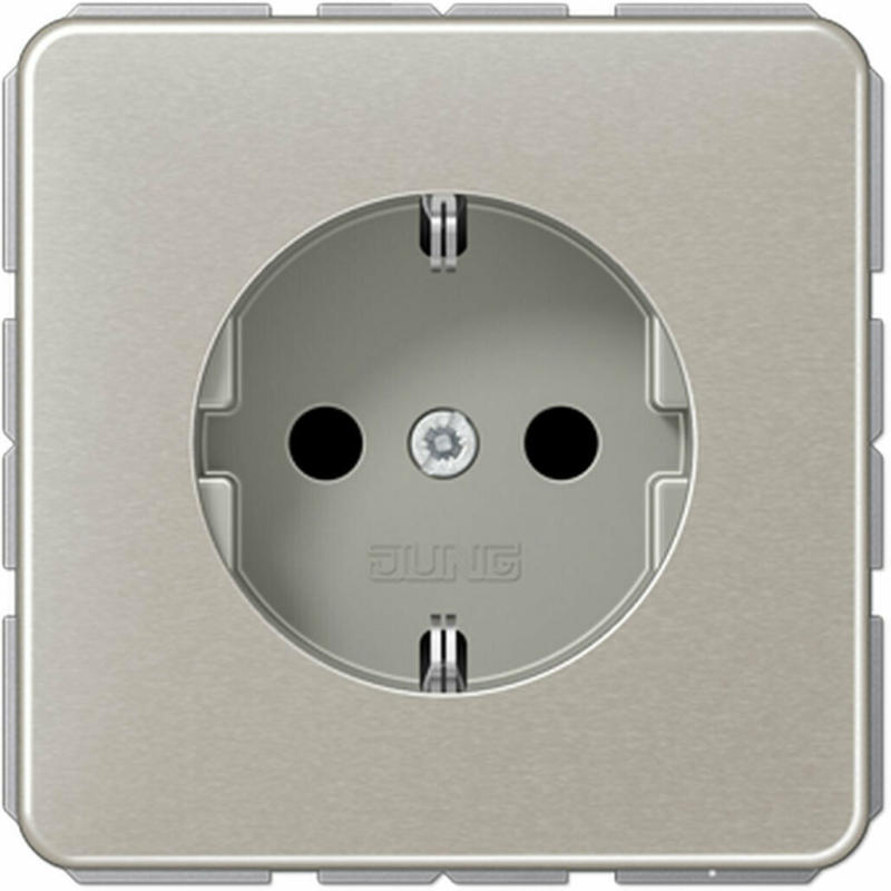 SCHUKO-Steckdose „CD 500“, platinfarben, Kindersicherung silber