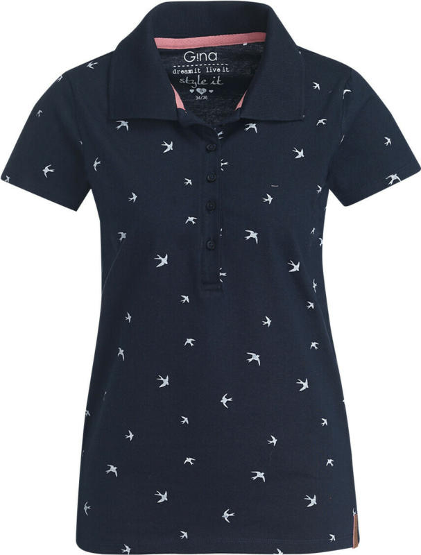 Damen Poloshirt mit Schwalben-Allover (Nur online)