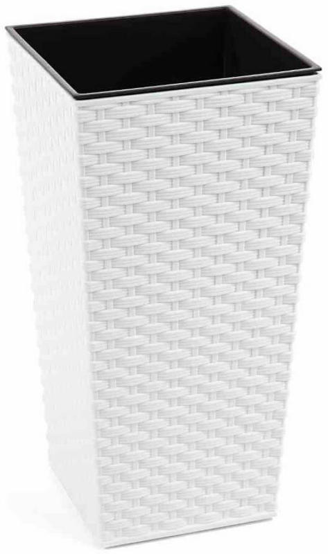 Pflanzgefäß „Paris“ 25x25x46,5 cm, weiß Rattanoptik 25x25x46,5 cm