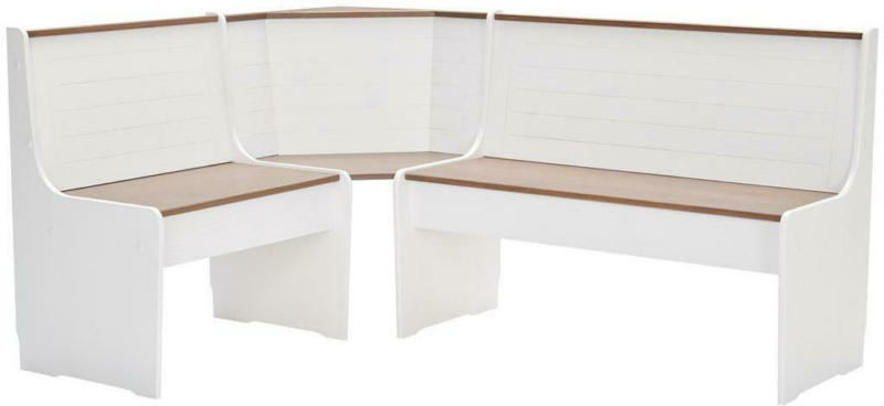 Eckbank Weiß/Braun Massivholz Westerland 171x131 cm