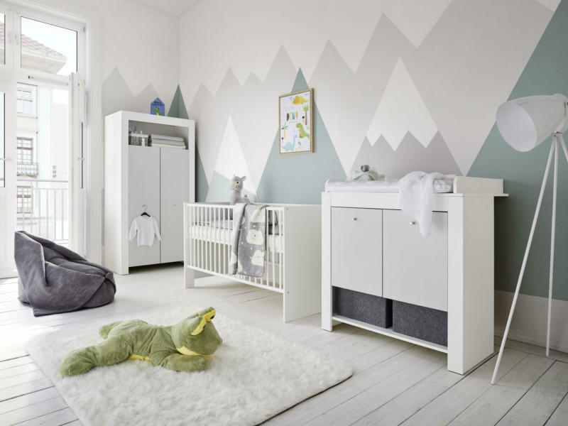 Babyzimmer 'Pia', grau/weiß