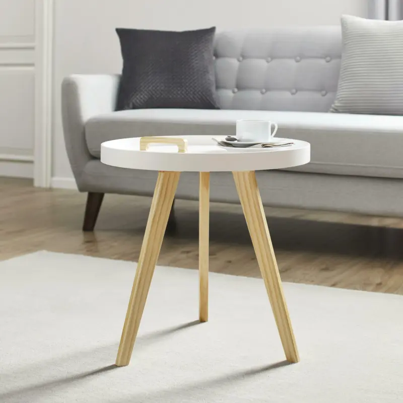 Couchtisch 'Jill' &Oslash; ca.50cm, wei&szlig;/pinienfarben