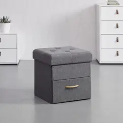 Hocker 'Ariana' inkl. Stauraum und Schublade, grau