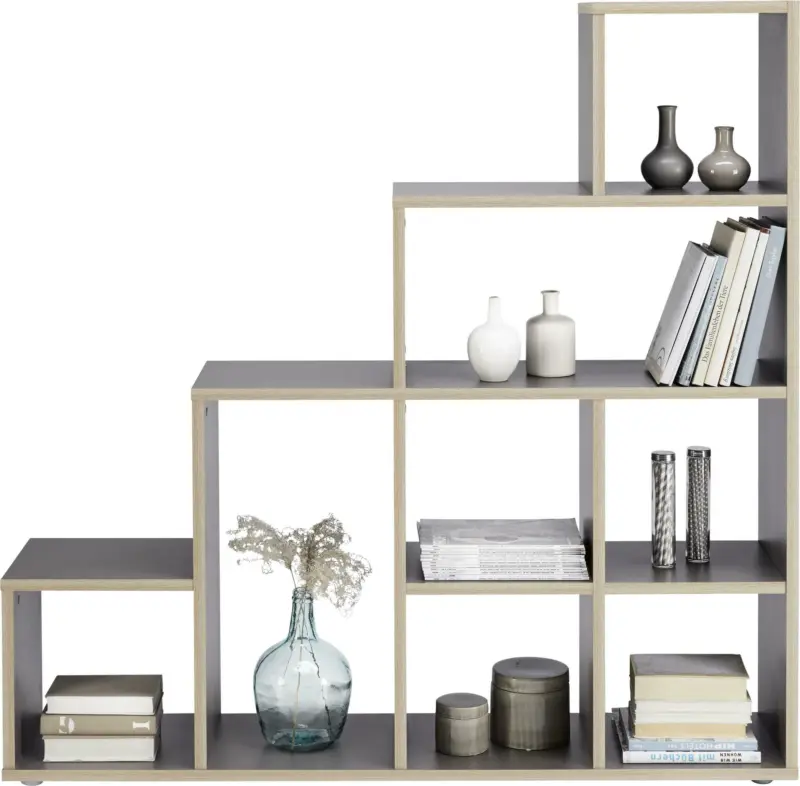 Raumteiler in Grau/Eichefarben