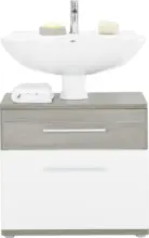 mömax Waschbeckenunterschrank Weiß Hochglanz/Braun