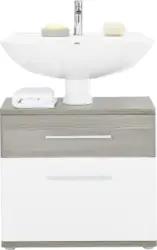 Waschbeckenunterschrank Weiß Hochglanz/Braun