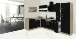 Eckküche 'CONOMY L 310' , schwarz, eiche