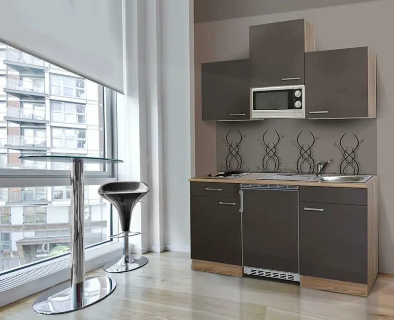 Minik&uuml;che 'ECONOMY 150' , grau, eiche