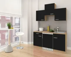 Miniküche 'ECONOMY 150' , schwarz, eiche