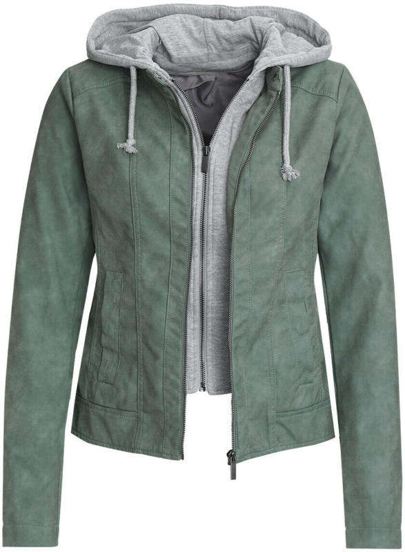 Damen Lederimitatjacke mit Sweatkapuze (Nur online)