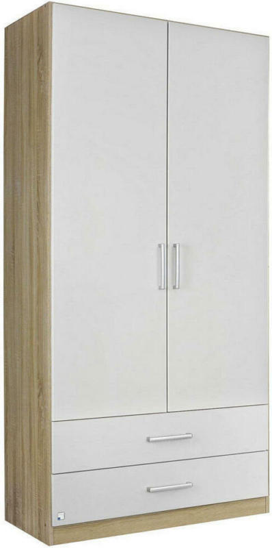 Drehtürenschrank in Weiß, Eichefarben
