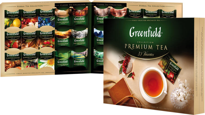 Greenfield Tee-Set aus 30 Sorten, 120 Pack.