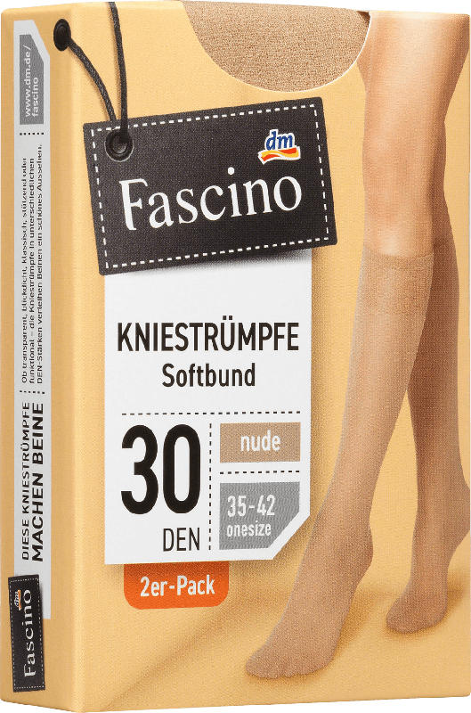 Fascino 2er Pack Kniestrümpfe Softbund 30 den, onesize, nude