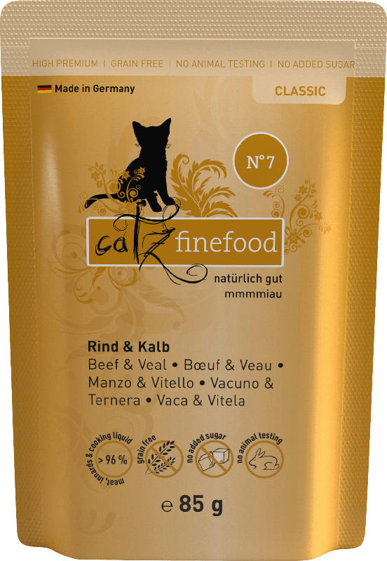 catz finefood Nassfutter für Katzen, Adult, classic No.07 Kalb