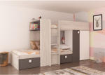 Letto a castello TRENDY 90x200cm bianco, legno naturale, grigio antrac