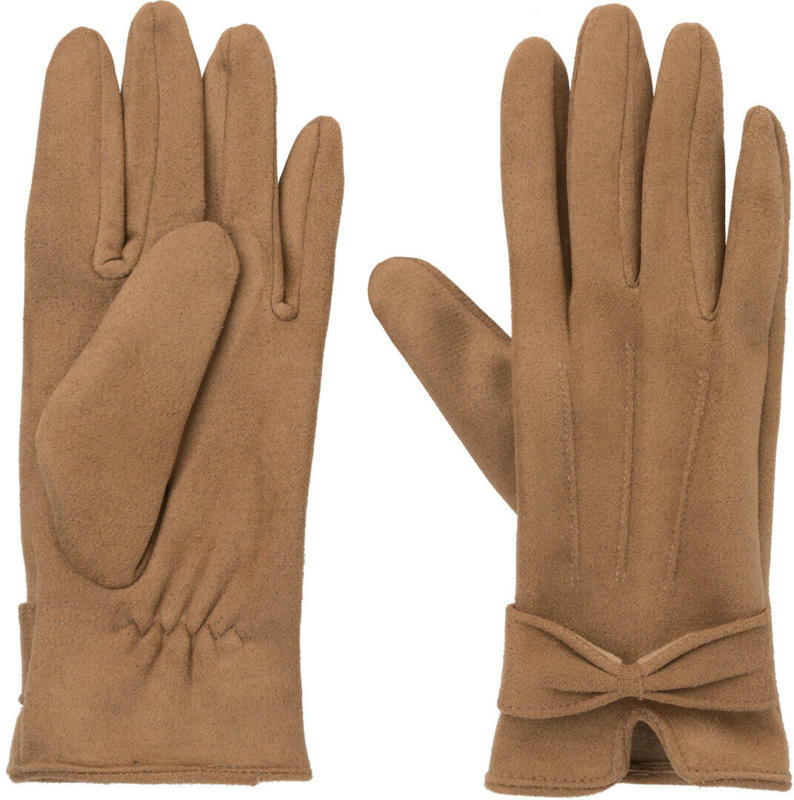 Damen Lederimitat-Handschuhe mit Schleife (Nur online)