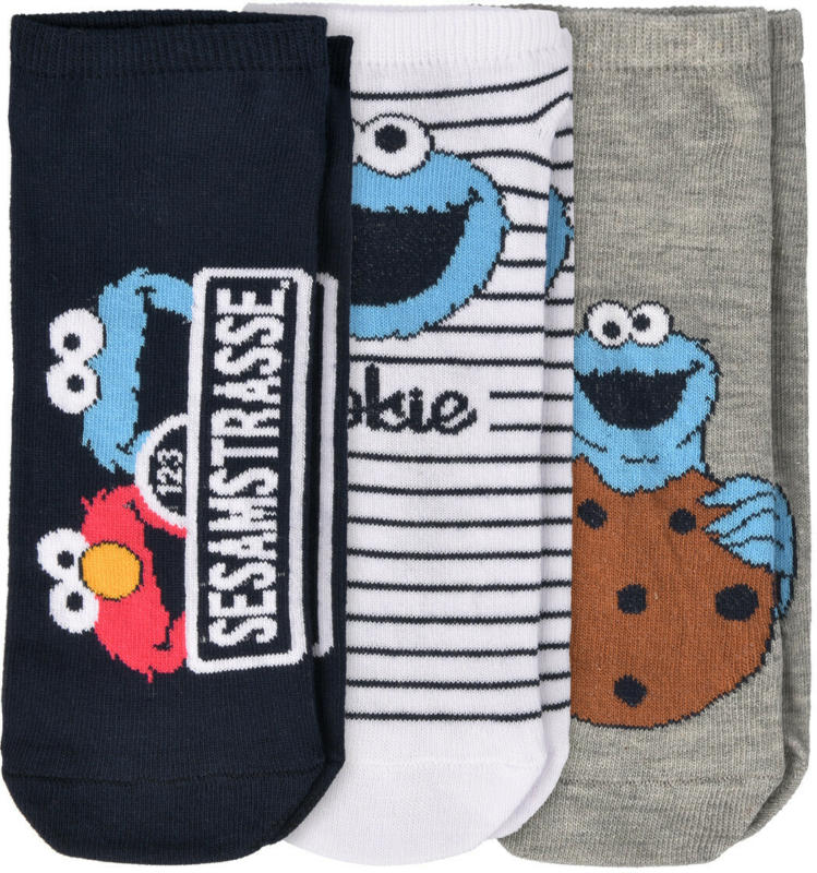 3 Paar Sesamstraße Sneaker-Socken im Set (Nur online)