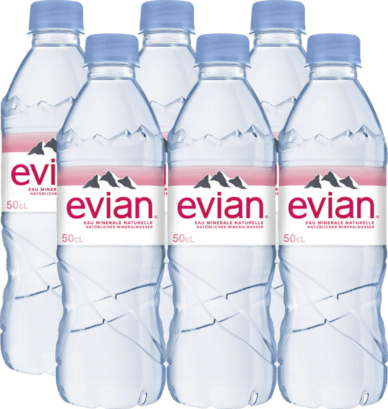 Evian Mineralwasser, ohne Kohlensäure, 6 x 50 cl