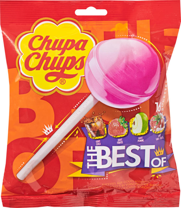 Chupa Chups Lollipop , The best of Cola, Milky, Fruit, 192 g