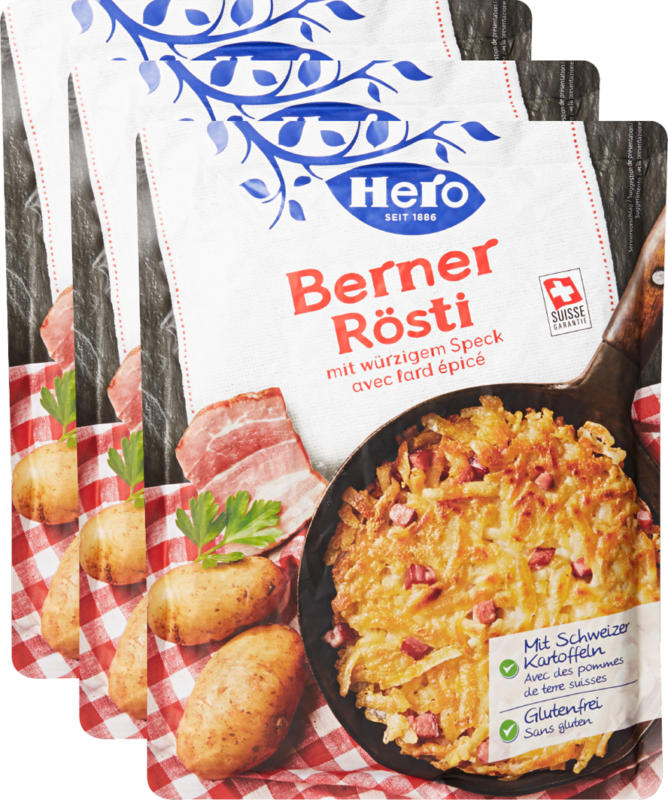 Hero Berner Rösti, mit würzigem Speck, 3 x 500 g