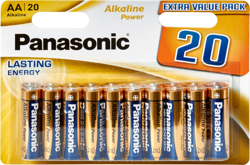 Pile Alkaline Power Panasonic , LR6 AA, 20 pezzi