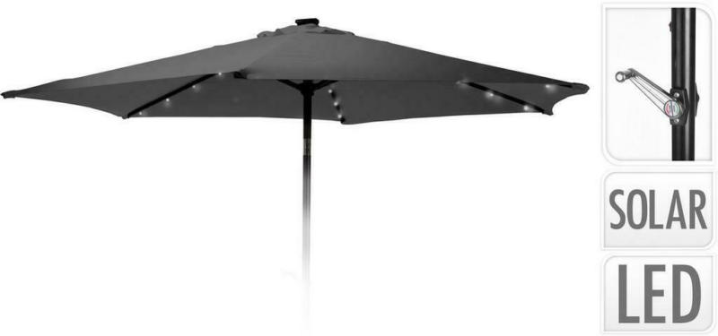 Sonnenschirm DM: 270 H: 248cm mit Led Solarbetrieb Schwarz