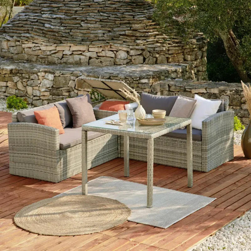 Loungegarnitur in Anthrazit/Grau