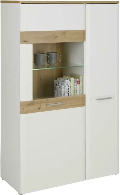 Vitrine in Weiß/Eichefarben